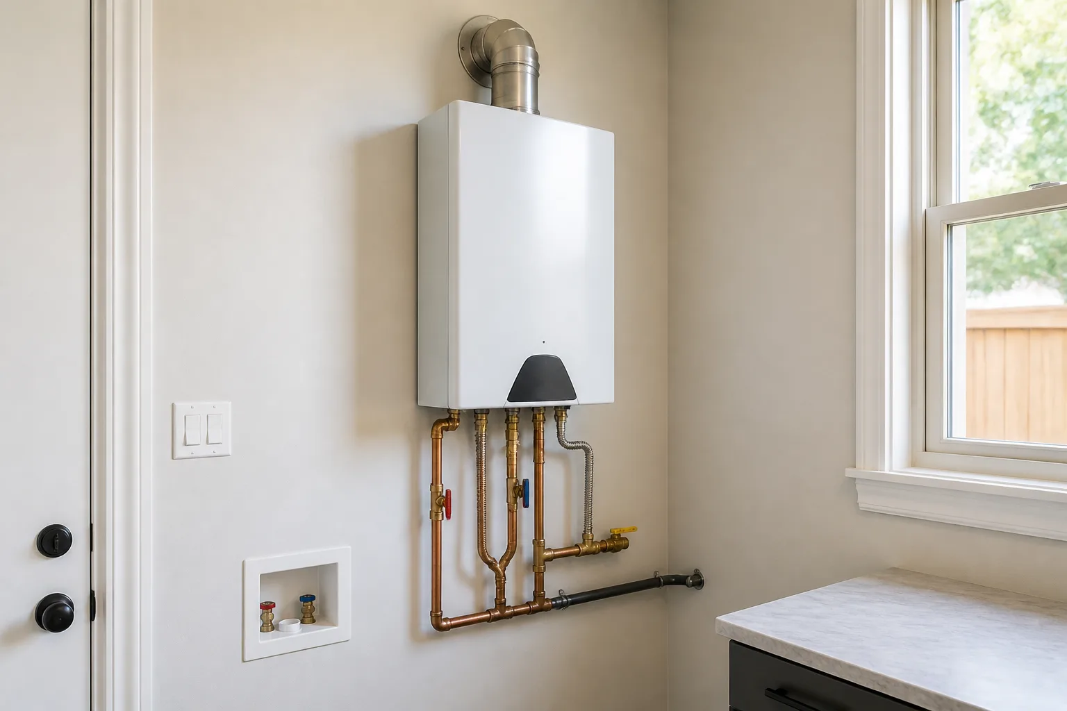 Wall-mounted tankless water heater